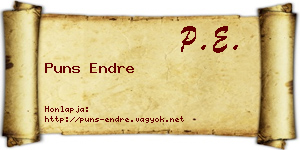 Puns Endre névjegykártya